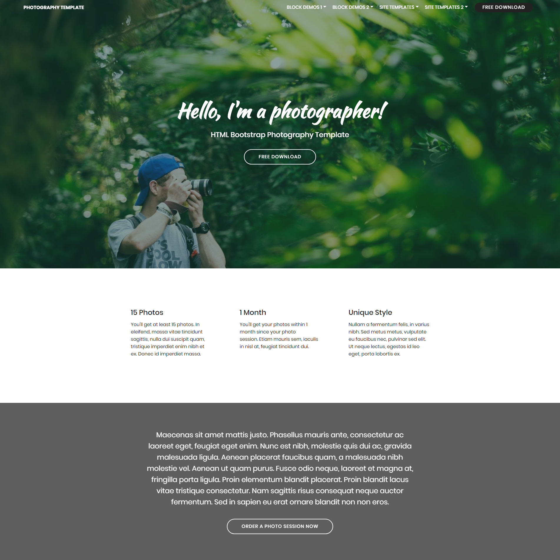 HTML Bootstrap Photography Themes